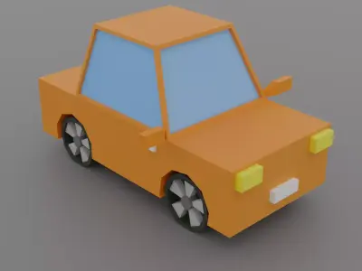 low-polygon orange car 3D model