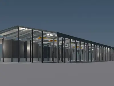 Warehouse with small crane 3D model