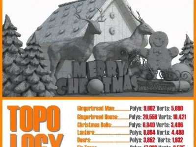 Christmas Decorations Models Set 3D model