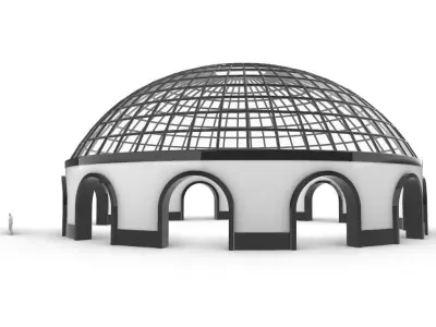 Dome Pavilion with Square Wireframe Structure and Panels v 3 3D model