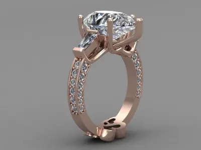 Rose Gold Women Diamond Ring 3D print model 3D print model 15