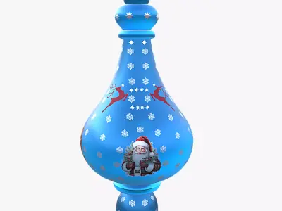 Blue Santa Christmas Glass Ornament Bauble 3D Model PBR Ready Low-poly 3D model