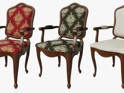 Classic chair with armrests 01 3D model