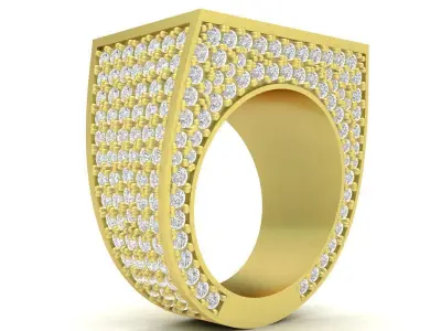 Men Square Pave Luxury Ring Jewelry Design  3421 3D print model
