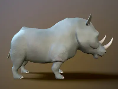 cartoon rhino Low-poly 3D model