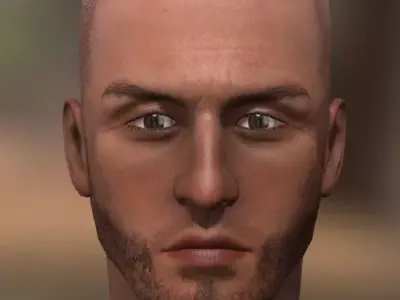 Realistic man game ready with shaved head Low-poly 3D model