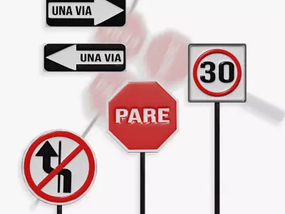 Basic Traffic Signs Lot 01 Spanish Free 3D model