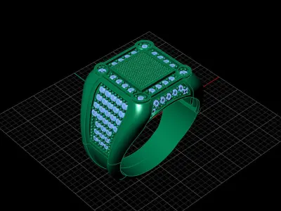 Print Ready STL 3DM  Gents Rings Diamond Men Ring  3D print model 53