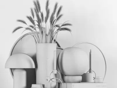 Decori Candle And Pampas 3D model