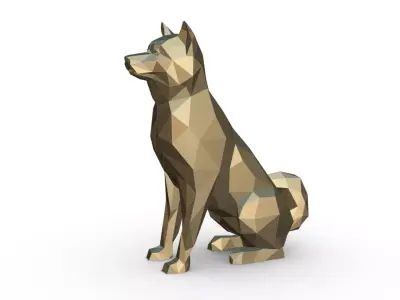 shiba inu low poly 3D print model