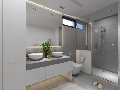 Modern Grey Bathroom 3D model
