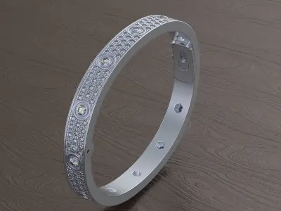 Bolt Bracelet pave diamond 3D print model
