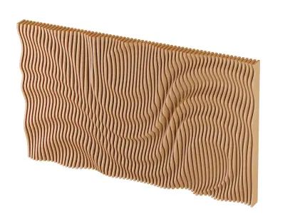 Parametric Wavy Wooden Wall Decor 03 - wood cutting machines 3D model