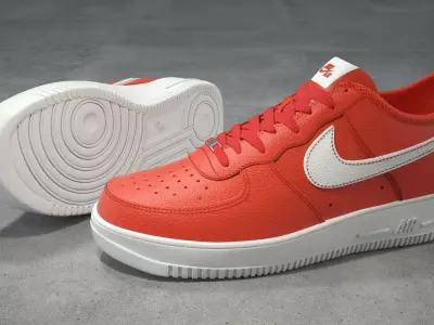 Nike Air Force 1 low team orange Low-poly 3D model