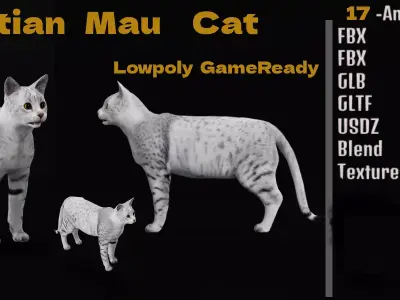 Egyptian Mau Cat Low-poly 3D model