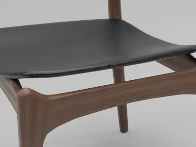 Scandinavian Wooden Chair MidCentury Modern  Game Ready 3D Model Low-poly 3D model