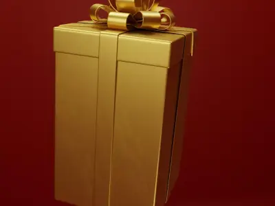 Gift Box Golden 3D - 02 3D model
