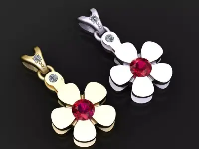 Floral Ruby Pendant 3D print model