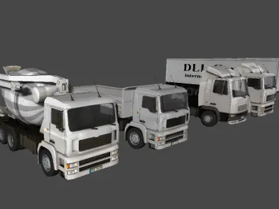Trucks collection fleet of refrigerated Low-poly 3D model