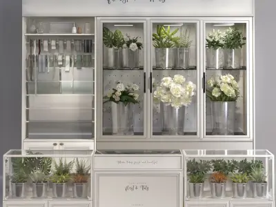 Classic Interior Flower Florist Store Shop Cart Market display 3D model