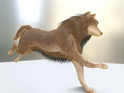 Wolf Rigged Low-poly and Game-Ready Blender-29 Version Low-poly 3D model