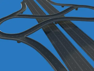 DOG BONE Highway Interchange 3D Model Low-poly 3D model
