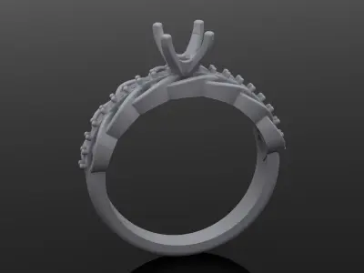 Arabesque twisted ring with stones 3D print model