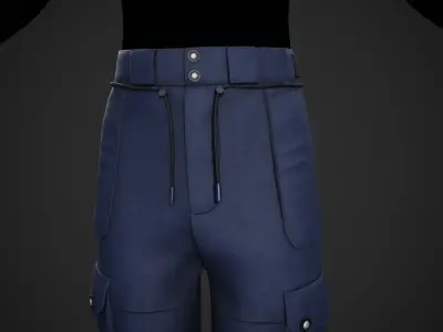 Blue Snowboard Pants Style 2 Low-poly 3D model