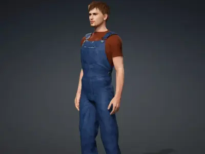 Realistic Male Worker  Fully Rigged 3D Character 3D model