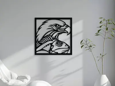 Eagle and Reptile Stencil Wall Art  3D model