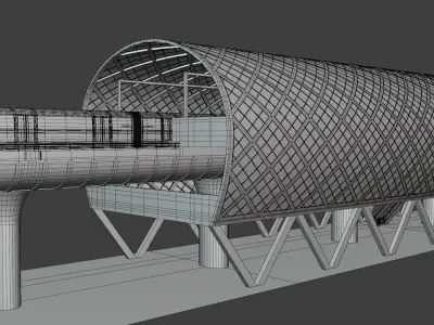 Elevated monorail station 3D model