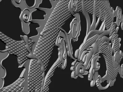 Dragon bas-relief 3D print model