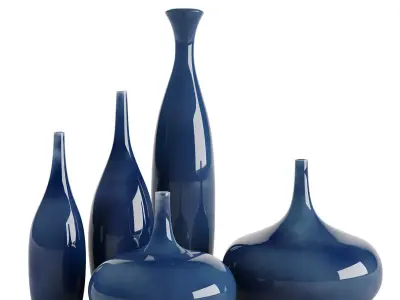 Set 5 ceramic vases 3D model