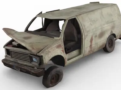 Crashed Van 01 Low-poly 3D model