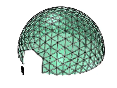 Geodesic Dome V3 Large with Frame and Panels and Entryway 3D model