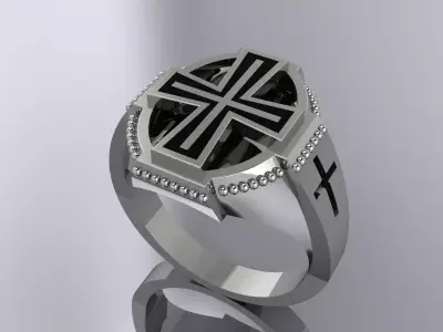 Cross Elegant Mens Ring  Jewelry  3D print model