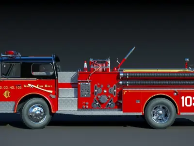 Fire truck American La France 900 Chicago Fire Dep Low-poly 3D model
