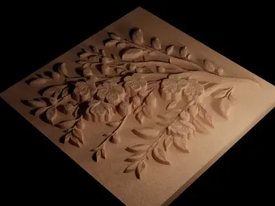 Cherry Tree Branch CNC 3d Print High Relief Sand Casting 3D print model