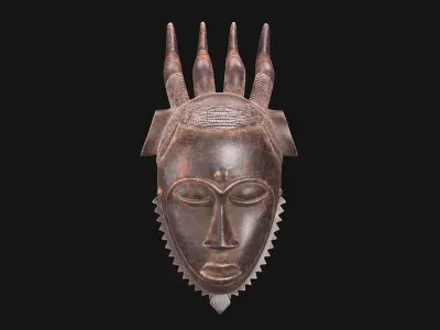 African Baule Wind Mask Low-poly 3D model