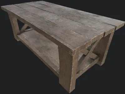 Wooden Table 2 PBR Low-poly 3D model