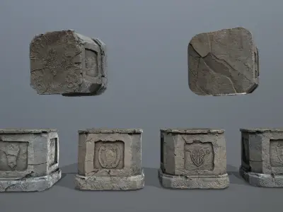 Ruin set Low-poly 3D model