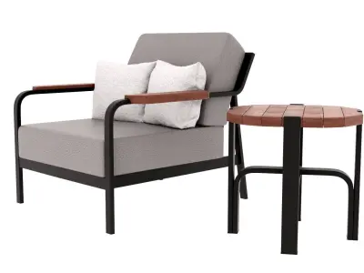 Furniture set for relaxation Low-poly 3D model