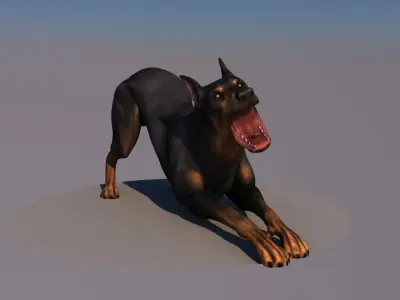 AMdog animations only c4d Low-poly 3D model