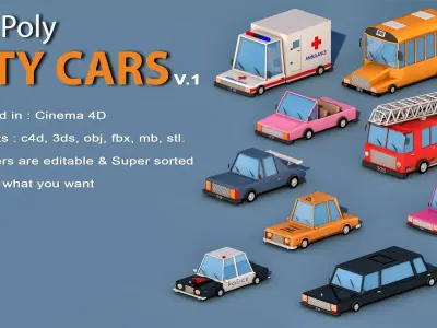 Cartoon City Cars   v1 Low-poly 3D model