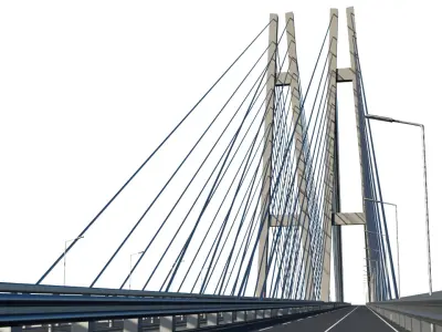 Cable-stayed bridge with backlight 3D model