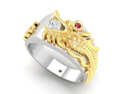 Luxury Chinese Dragon Diamond Ring for Men  437 3D print model