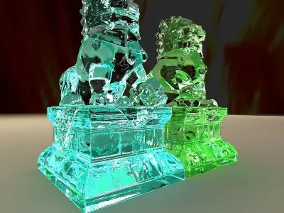 Chinese lion statue 3D model