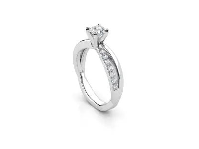 ZDR054 person diamond engagement ring gold 3D print model