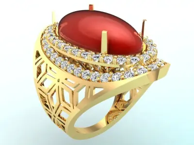Gemstone Rings - Oval stone ring - Womens Rings 3D print model