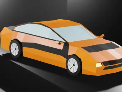 Lowpoly Sport Car - Neon Orange Low-poly 3D model